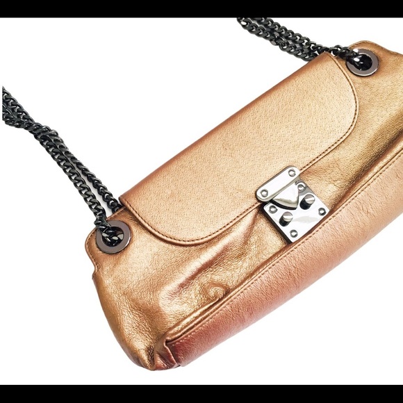 HYPE Leather Y2K Style Chain Handbag With Front Clasp Buckle Rose Gold One Size - Picture 4 of 8